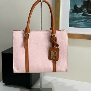 Elegant Valentina Pink Leather Tote Bag